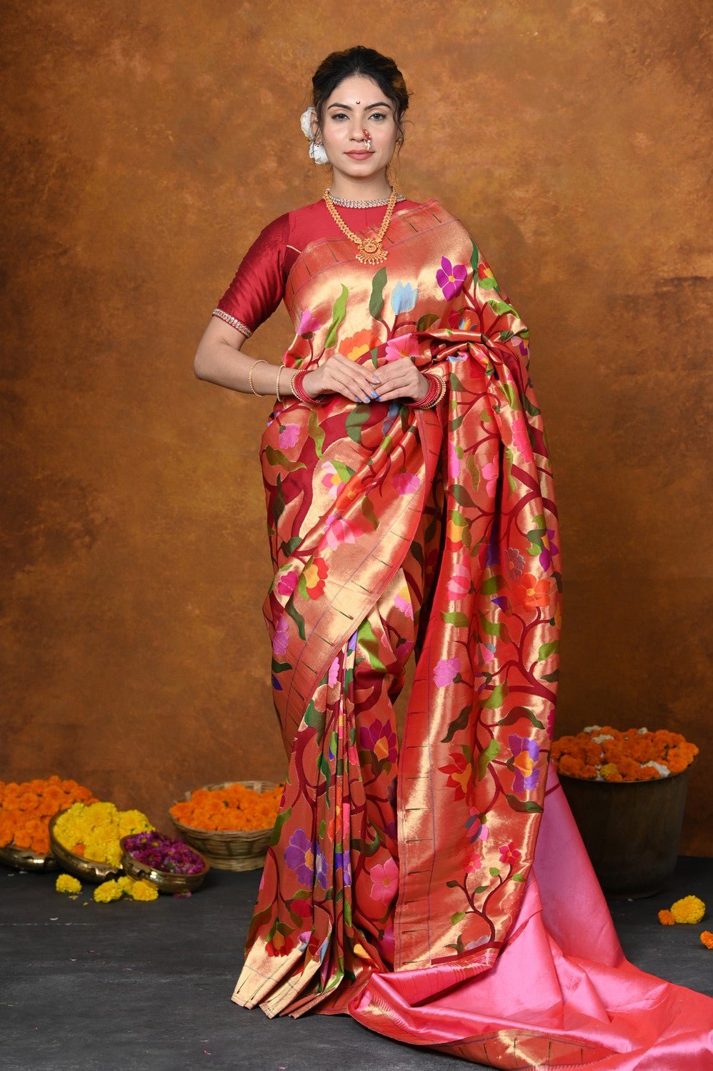 Royal Floral Silk Saree Collection