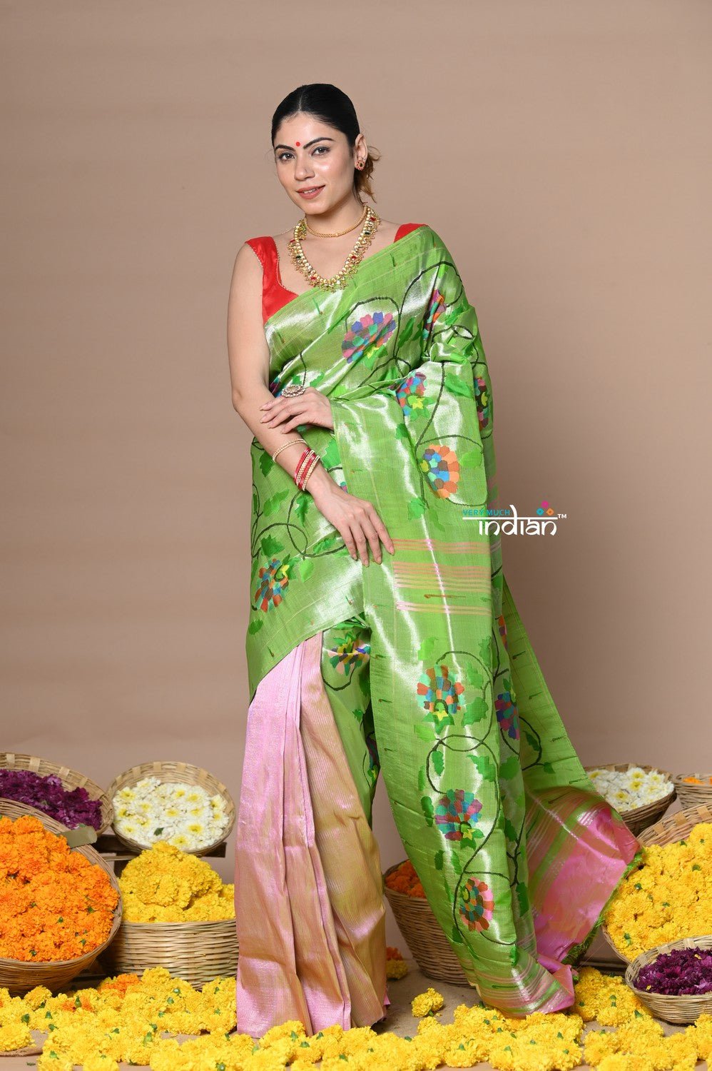 Elegant Green Designer Saree
