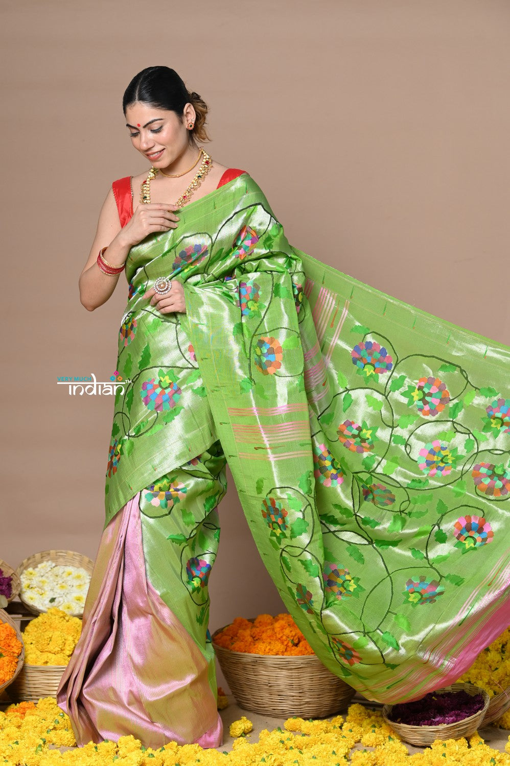Elegant Green Designer Saree