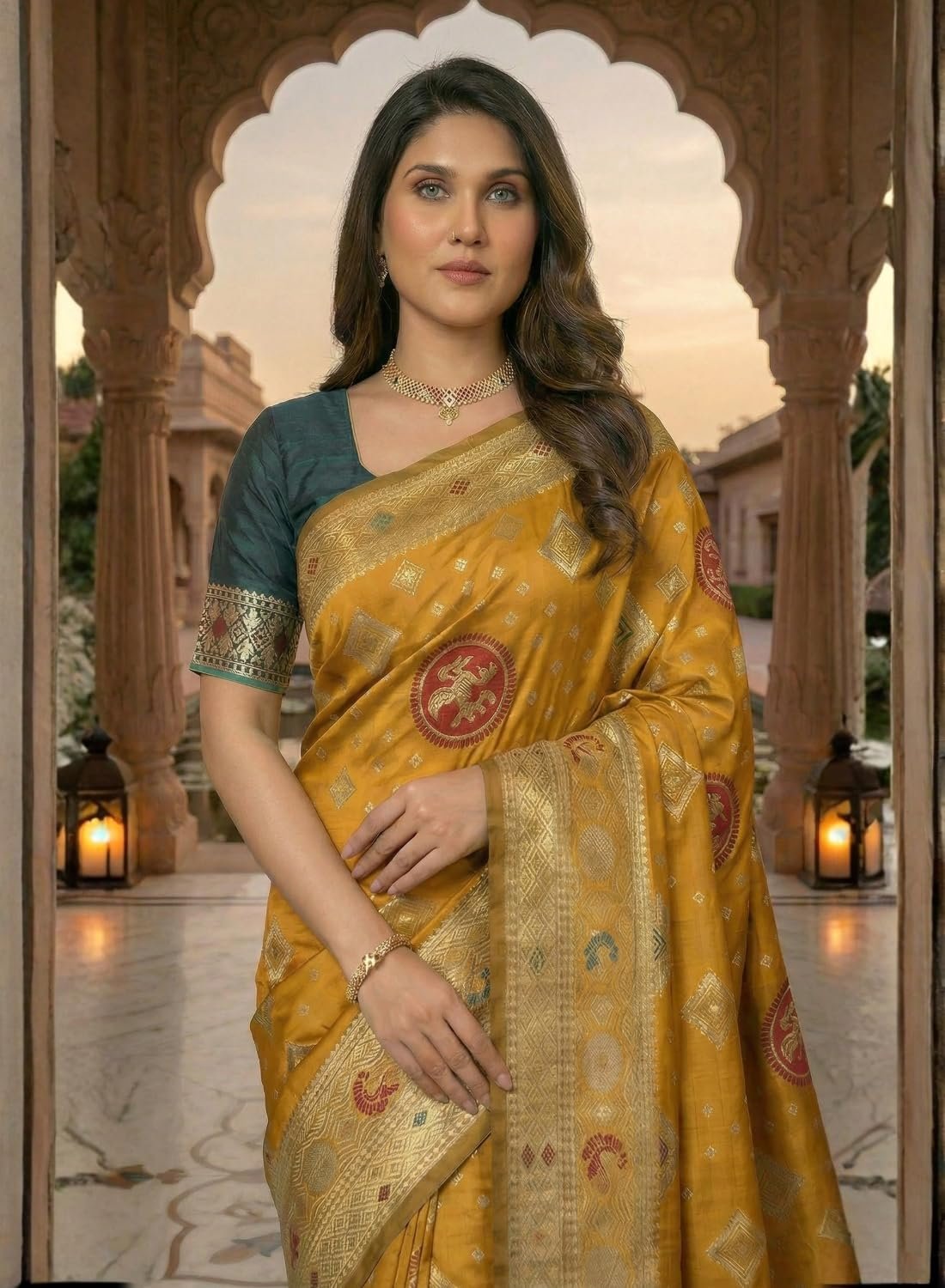 C J Enterprise Women's Pure Soft Silk Saree With Blouse Piece For Wedding (Diamond-Patola)