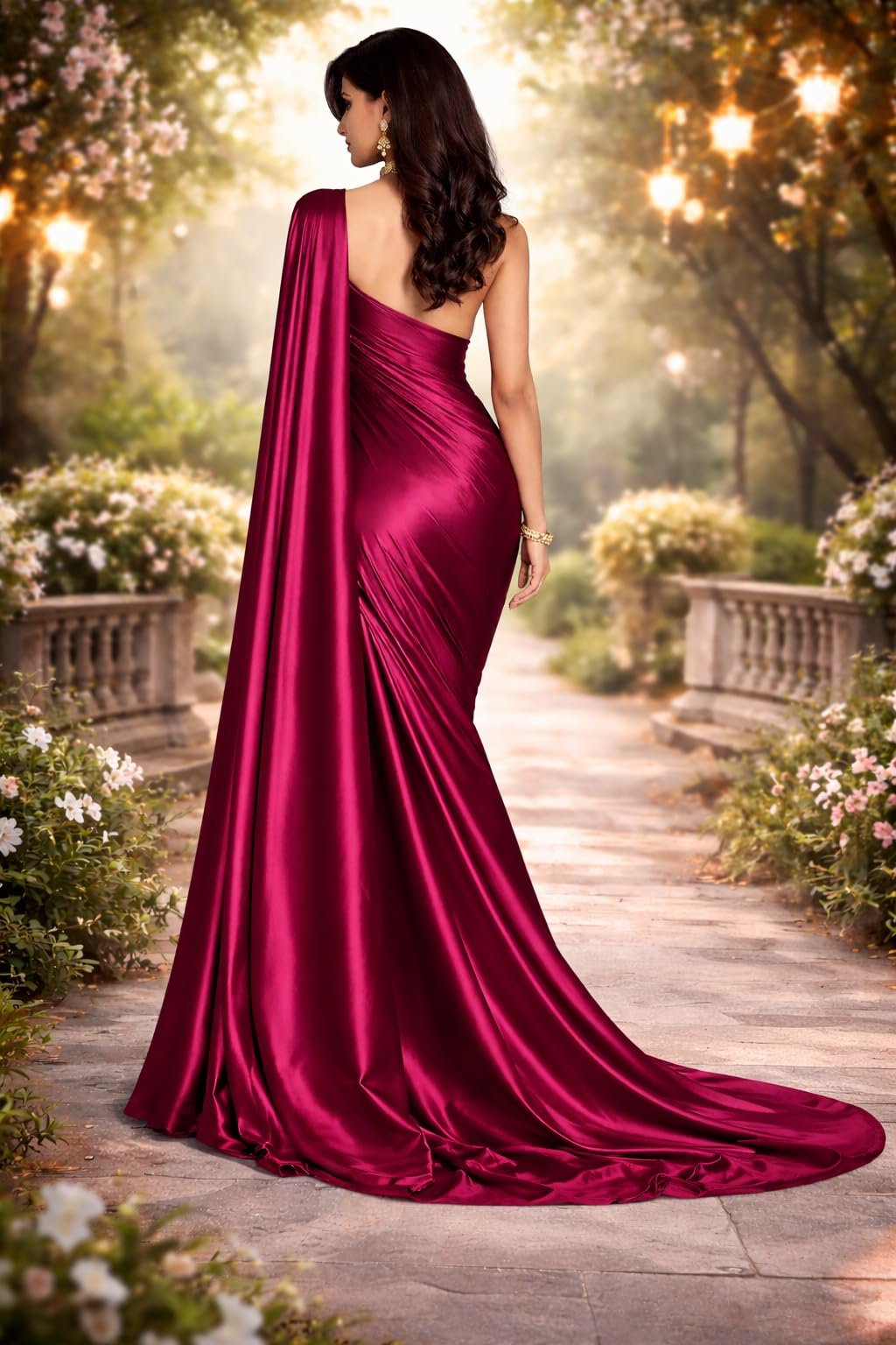 Women’s Premium Japan Satin Silk Plain Saree with Unstitched Blouse Piece – 5.5 Meters, Soft Smooth Finish, Elegant Solid Color Traditional Saree