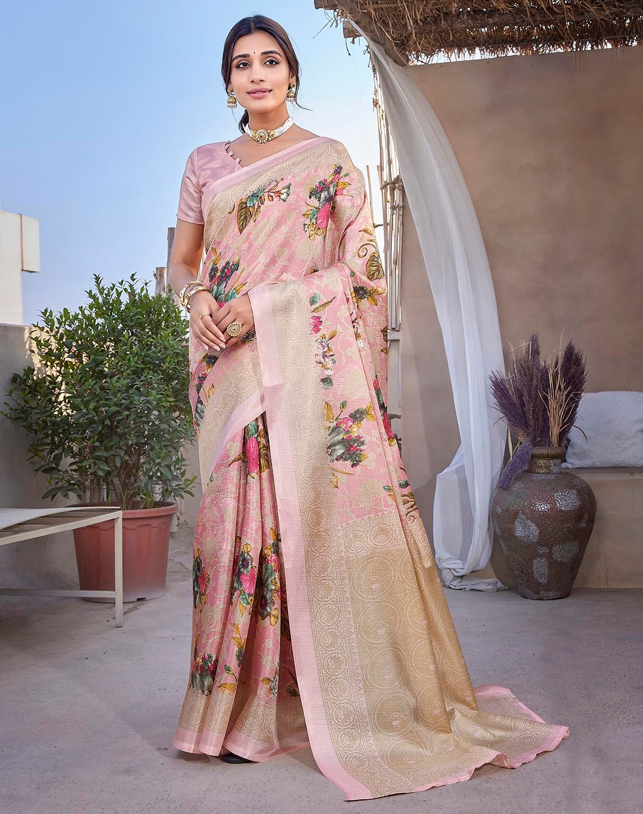 Priyashi Women Art Silk Floral Printed Kanjivaram Saree with Blouse Material |saree for Women | Saree | New Sari | Latest Saree,_AZ-PY-P3-PUDINA-Parent