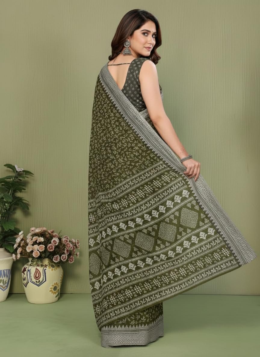 Yashika Women's Georgette Saree with Blouse Piece for Traditional Ethinic Wear Sari