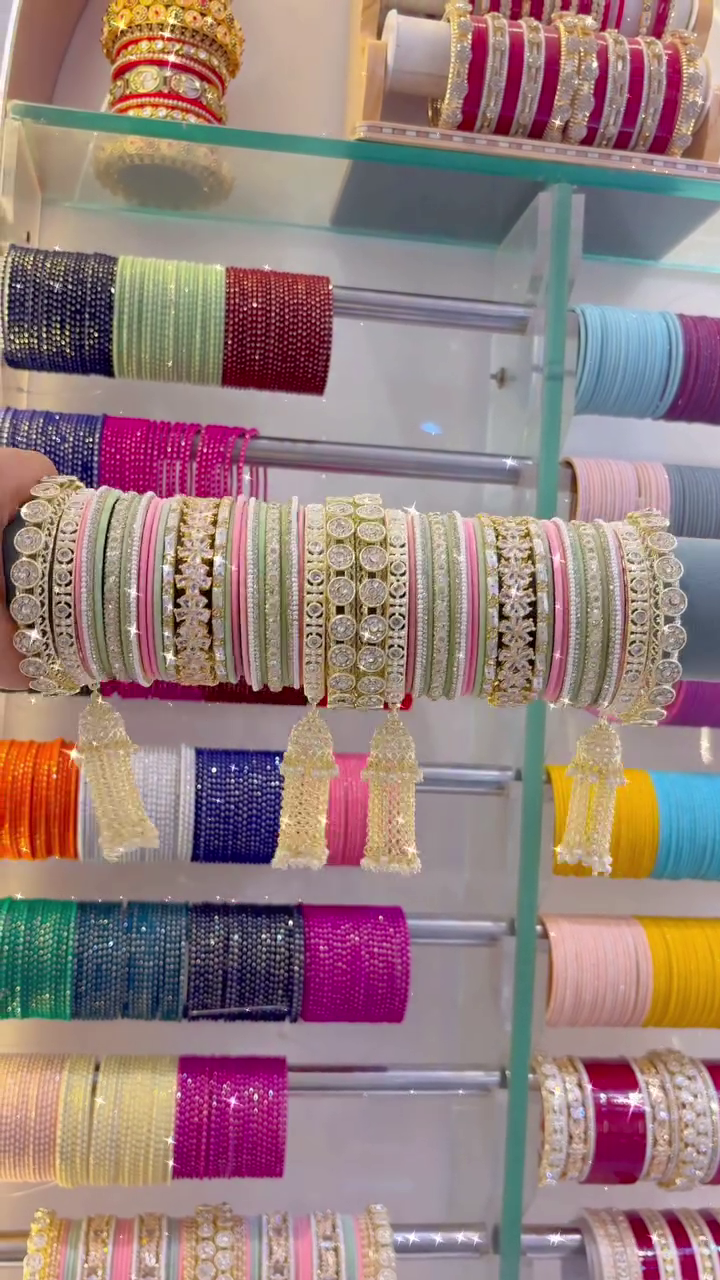 Festival of Colors Bangle Collection – Vibrant Pink, Green, Gold, and Tassel-Adorned Ornaments for Joyful Celebrations 🌸✨