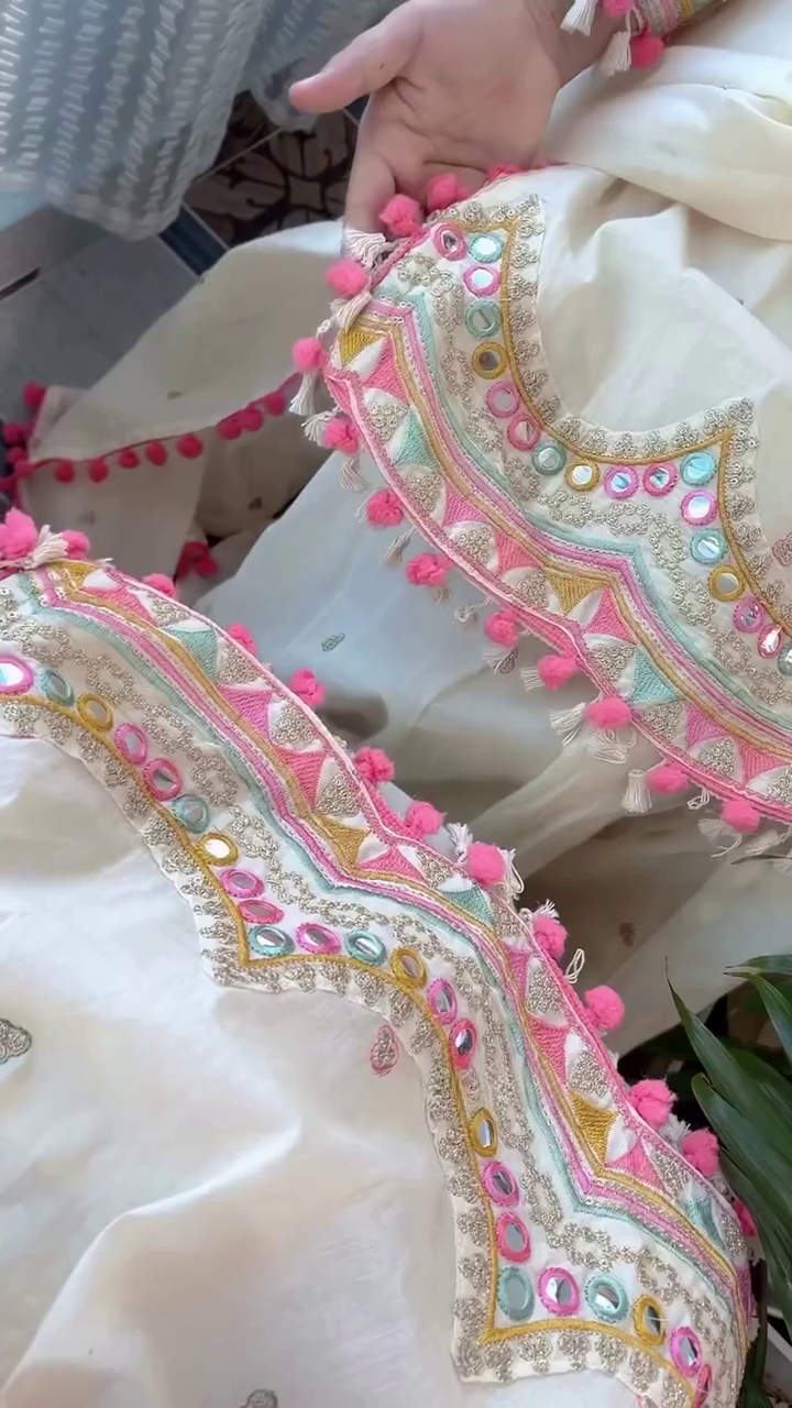 Elegant White Pink Festive Wear