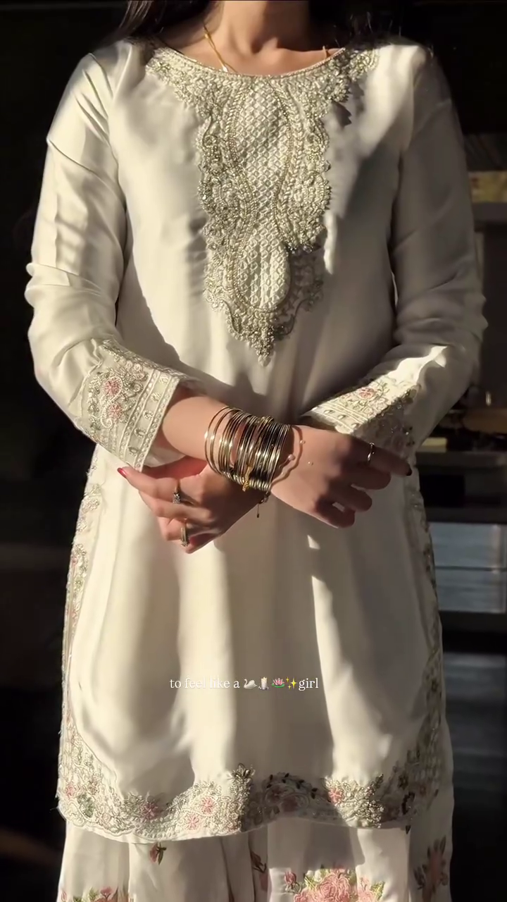 Luxury White Embroidered Suit